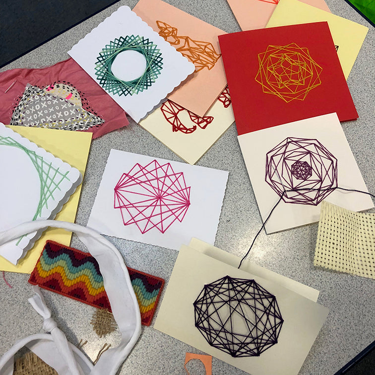Stitched String Art Cards