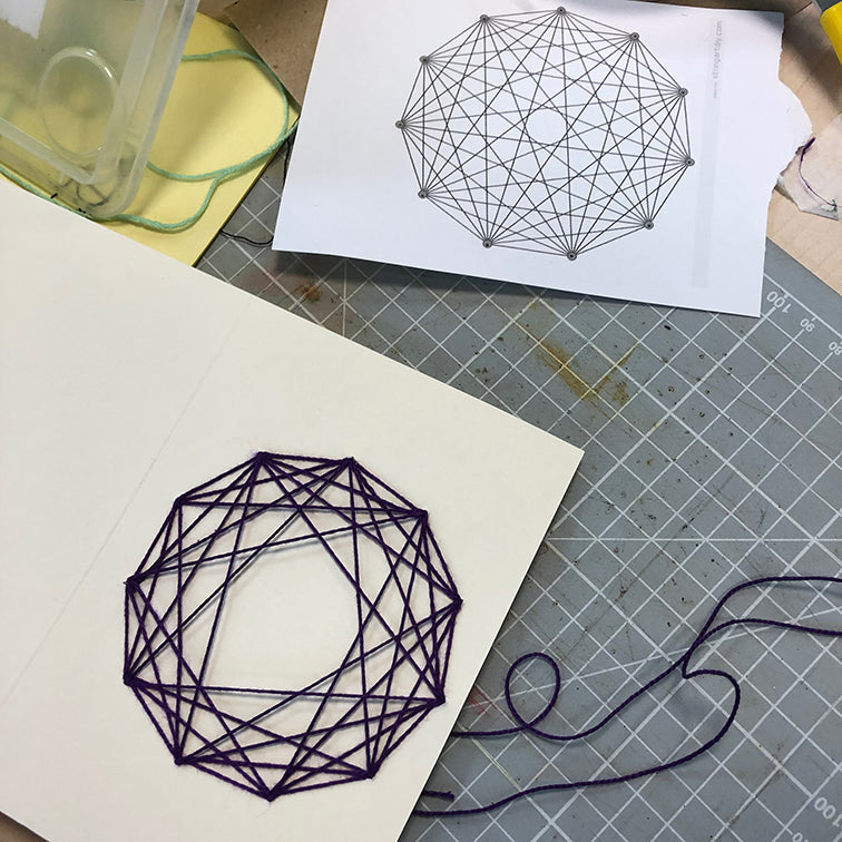 Stitched String Art Cards